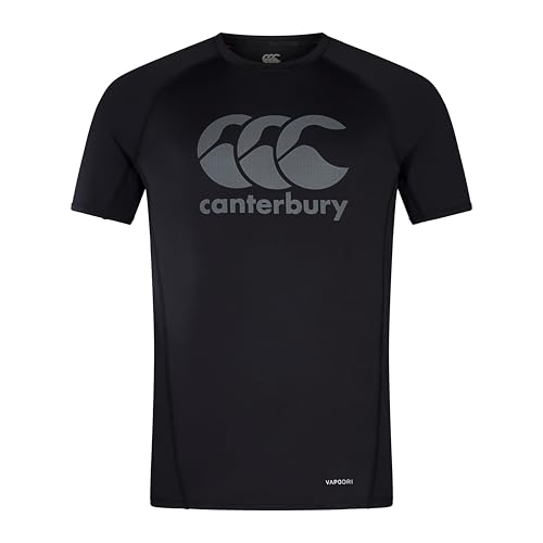 Canterbury Large Logo Superlight T-Shirt pour Homme, Black/Gunmetal Grey, L