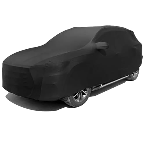 TECTICO Housse Voiture SUV Intérieur Bâche Voiture Élastique Respirant Stretch Souple Complète Protection Universel pour Garage Indoor Auto Show, 4,5m-4,75m, Noir
