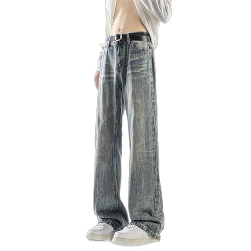 Men's Spring High Street Vintage Denim Pants Straight Leg Jeans