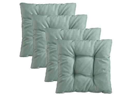 Traumnacht Stuhlkissen Cozy 4er Set, Bequeme Sitzkissen für Gartenstuhl, Küche oder Esszimmer, Indoor u. Outdoor, 38 x 38 x 6 cm, türkis