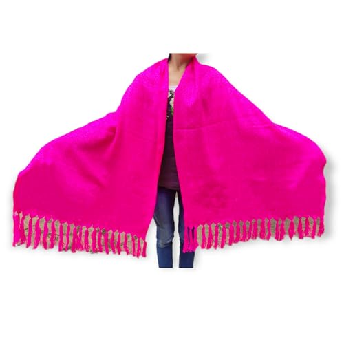 Canguros Y Fulares, DVD Rebozo Chal Mexicano 100% Artesanal. Rebozo Estambre Tejido. Hecho en México - Mexican Handmade Shawl (Rosa Mexicano)
