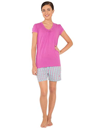 Image of Jockey RX15 Women's Super Combed Cotton Woven Relaxed Fit Checkered Shorts with Side Pockets (Prints & Checks May Vary)
