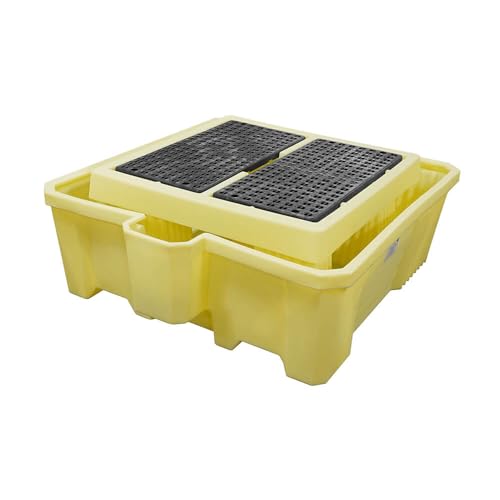 Enpac IBC Tote Spill Containment pallet 2000i, No Drain, Yellow, 100% Polyethylene, Forkliftable, Durable, Nestable, Versatile