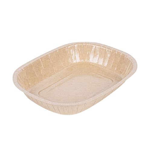 Pastry Tek 9 x 7 x 1.8 Inch Rectangle Baking Trays, 25 Disposable Baking Pans - Lids Sold Separately, Oven-Ready, Kraft Paperboard 32 Ounce Oven Trays, Freezable, For Brownies - Restaurantware