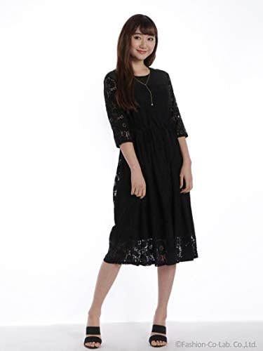 Amazon Co Jp Lilou De Chouchou リルデシュシュ コードレース配色ドレス クロ L 服 ファッション小物