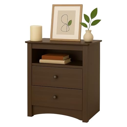 Prepac Fremont 2 Drawer Nightstand with Open Shelf, Espresso, Tall