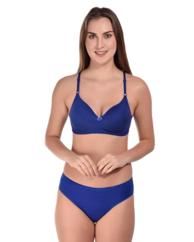 Image of SGC SWEDEN Women's Lingerie Set | Cotton Blend Lightly Padded Non Wire Push-Up Bridal Bra Panty Lingerie Set | Super Soft and Comfortable Lingerie Set