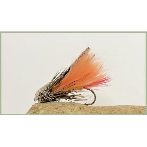 6 Pack of Orange Muddler Minnow Lure Fishing Flies, Choice of Sizes (8/10)