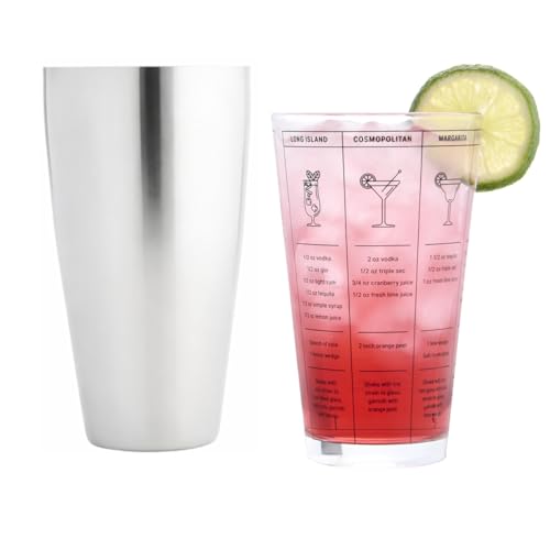 HIC Kitchen Bar Boston Cocktail Shaker and Mixer Glass...