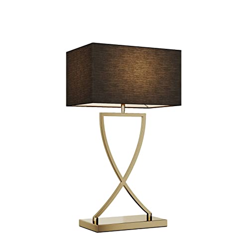 Lucande Lampe à poser Evaine (Moderne) en Noir Métal e. a. pour Salon & Salle manger (1 lampe,à E27), textile Cover