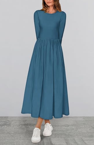 BTFBM Casual Long Sleeve Dresses Spring Dresses 2025 Wedding Guest Dress Midi Dress Flowy Bohemian Long Dress