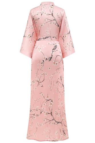 BABEYOND Floral Kimono Robe Satin Silky Wedding Robe Lightweight Long Kimono Nightgown Sleepwear2