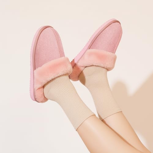 Image of OOW Fuzzy Slippers for Women Cozy Faux Fur House Shoes Memory Foam Slippers | Winter, Warm Slippers, Indoor and Outdoor