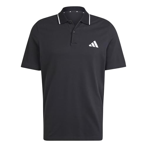 adidas Homme Essentials Small Logo Pique Polo Shirt, Black/White, L