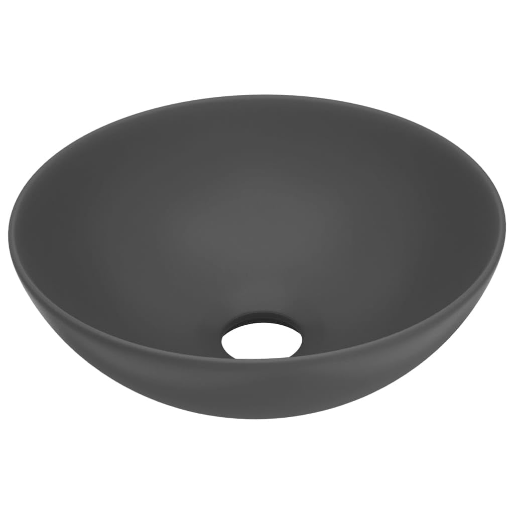 SKM Waschbecken Keramik Dunkelgrau Rund,Heimwerkerbedarf,Sanitärbedarf,Sanitärkeramik & Armaturen,Waschbecken & Spülen,Badezimmer-Waschbecken,Grau,3.3 kg,146983