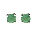  Pendientes esmeralda Plata de Ley - Pendientes piedra natural Plata de Ley