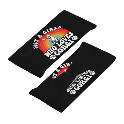 Just A Girls Who Loves Corgi Dog Adjustable Sports Headband Moisture Wicking Sweatband for Running Workout4
