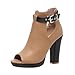 Women's Open Peep Toe Booties Cutout Side Strap Buckle Chunky Block Heel Fashion Short Ankle Boots Dressy Sandals