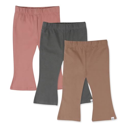 Image of HonestBaby Baby-Girls Multipack Leggings Skinny, Flare and Cargo Pants Organic Cotton for Infant Baby Girls, Toddlers, Little Kids