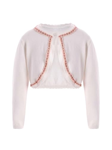 Kids Girls Long Sleeves Bolero Shrug Open Front Button Closure Knitted Jacket Cardigan Sweater Crop Tops