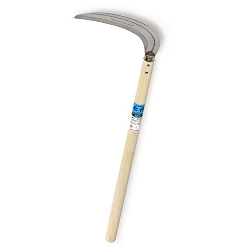 Nisaku NJP3210 7.5" Extra-Length Grass and Weeding Sickle, Authentic Japanese Tomita (Est. 1960) Stainless Steel, Polished 23.5" Hardwood Handle - Thumbnail 4