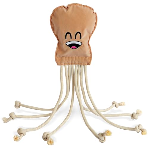SCHITEC Dog Rope Toys, Plush Crinkle Tug of War Toy for Small Medium Large Dogs Interactive Octopus Stuffed Chew Toy for Puppy Teething
