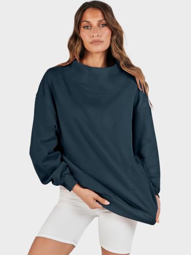 Image of ANRABESS Womens Oversized Sweatshirts Mock Neck Pullover