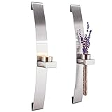 wandkerzenhalter edelstahl glas Die beiden Wandkerzenhalter haben eine Höhe von ca. 40,0 cm eine Breite von ca. 5,0 und eine Tiefe von ca. 8,0 cm. Dank des im Lieferumfang enthaltenen Befestigungsmaterials und der Anleitung ist das Set schnell montiert