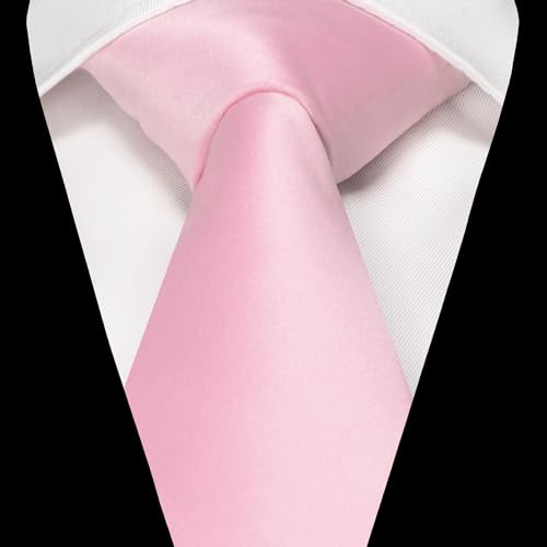 Image of RBOCOTT Solid Color Tie and Pocket Square Hankerchief with Lapel Pin Set for Men