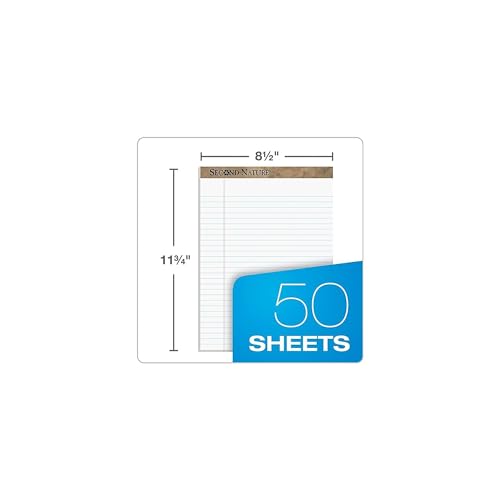 TOPS Second Nature 100% Recycled Legal Pad, 8-1/2 x 11-3/4 Inches, Perforated, White, Legal/Wide Rule, 50 Sheets per Pad, 12 Pads per Pack (74880) by Tops - Used condition - Image 3