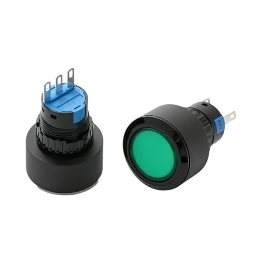Interrupteur bouton-poussoir plat vert pour commande de garage 24V