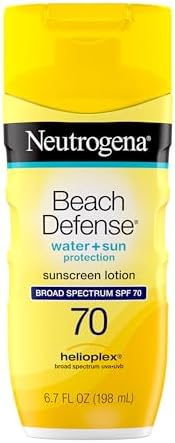 Amazon.com : Neutrogena Sunscreen Lotion Beach Defense SPF 70, Face & Body Sunscreen, Broad Spectrum, Fast Absorbing, 6.7 Fl Oz, Water Resistant 80 Min, Oil-Free, Oxybenzone & Octinoxate Free