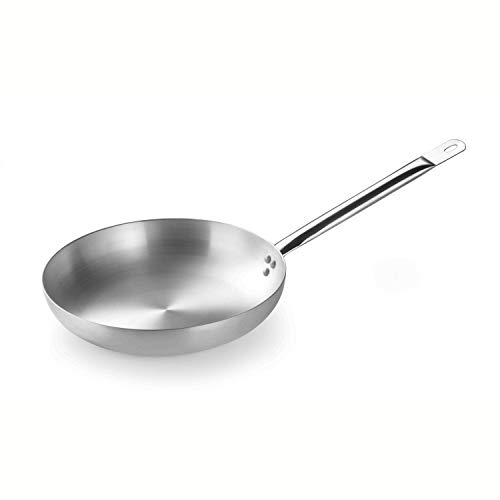 Pintinox Sartén baja de aluminio crudo profesional serie Alu Easy, con mango tubular de acero inoxidable, diámetro 40 cm