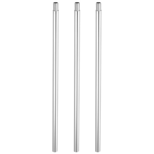 PATIKIL Threaded Extension Rod, 3 Sets 11.8" M10 x 1mm Fine Thread Lamp Pipe with Lamp Pipe Nipples for Pendant Light Island Lighting Chandeliers Stems, Silver Tone