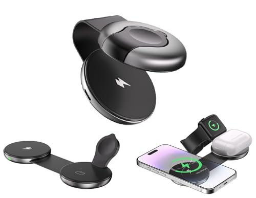 Chargeur magnétique rapide 3 en 1 pliable 15W compatible avec iPhone 16 Pro et iWatch Ultra