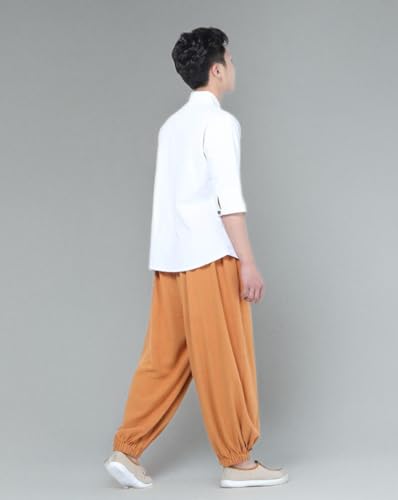 QIEZI Men Casual Practice Meditation Loose Pants4