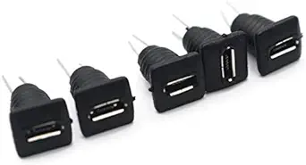 Electronic Spices Pack of 5 Panel Mounting Mini Micro USB black