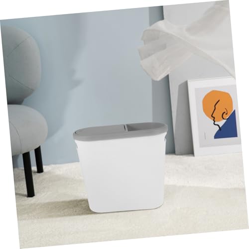 Caneca de basura rectangular blanca con tapa de presión miniatura 6