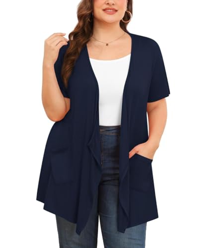 Image of TIANZHU Plus Size Cardigan for Women Lightweight Short Sleeve Summer Dressy Light Cardigan