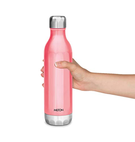 Image of Milton Thermosteel Duo Deluxe Vacuum Insulated Flask, 1L (Silver) & Milton Bliss 900 Thermosteel Water Bottle, 820 Ml (Pink)