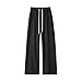 Men's Solid Color Elastic Waistband Drawstring Trousers Straight Leg Pants Comfy Casual Trousers Basic All Seasons T-041 Black XX-Large