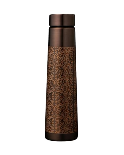 Image of 100% Pure Copper Water Bottle 950ml - Ayurvedic Leak-Proof Copper Bottle for Drinking Water - Handcrafted Mandala Design - BPA-Free & Eco-Friendly - Improves Immunity & Digestion (Cofy Tower1)