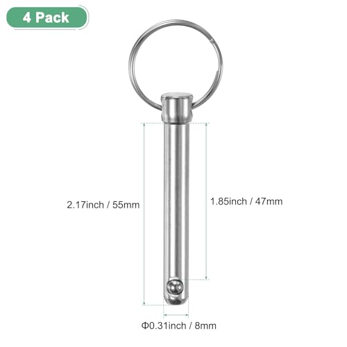 M METERXITY 4er-Pack Schnellspannstifte, Durchmesser 5/16 [8mm], Nutzlänge 1,85 [47mm] Bimini Top Stift Gesamtlänge 2,17 [55mm] Hardware-Stifte