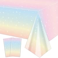 Pastell Regenbogen Tischdecken, Rectangle Pastell Regenbogen Tischdecke für Party Dekorationen Mädchen Regenbogen Geburtstag Party Dekorationen Baby Dusche Party Zubehör (2, 130x220cm)