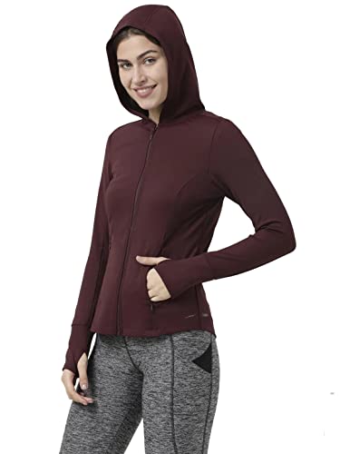Image of Jockey MW31 Women's Microfiber Elastane Stretch Slim Fit Standard Hoodie Active Wear Jacket with Curved Back Hem and Stay Dry Treatment