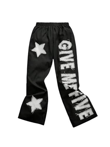 Boy's Star Letter Graphic Straight Leg Pants Elastic Waist Casual Long Trousers Streetwear