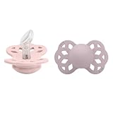 BIBS Infinity Anatomischer Schnuller Zweierpackung, bisphenol-A frei, anatomischer Silikonsauger, Kiefergerechte Form. Silikon, 0-6 Monate (2er Pack), Blossom/Dusky Lilac