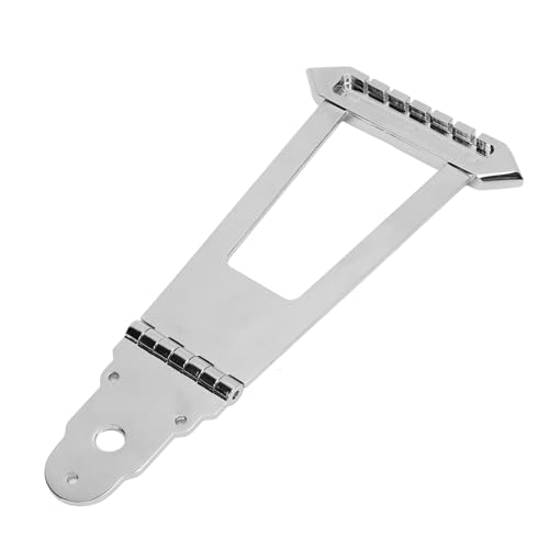 6 String Guitar Bridge Tailpiece, Excellent Alloy Metal Material Trapeze Tailpiece for Acoustic Jazz Bass Silver, Simple but Shiny Appearance, Great Replacement for Upgrading