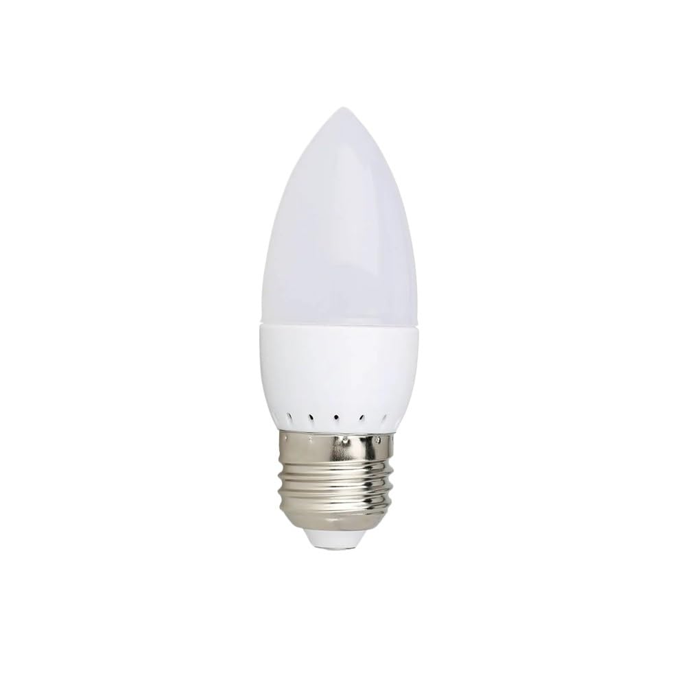 fortunate lights Pack of 10, LED Candle Light Bulb AC85-265V E12/E14/E27/B22 3W 2835SMD Flame Tip Chandelier Lamp(Cool White,E27 Candle)