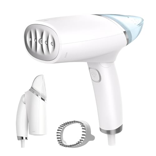 Tomedeks Ferro da stiro a vapore, vaporizzatore portatile da viaggio pieghevole verticale da 1000 W, rimozione delle pieghe con riscaldamento rapido in 30 secondi, mini ferro da stiro a vapore bianco